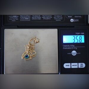 18k Solid Gold Necklace: Enamel Evil Eye, Hand of Hamsa